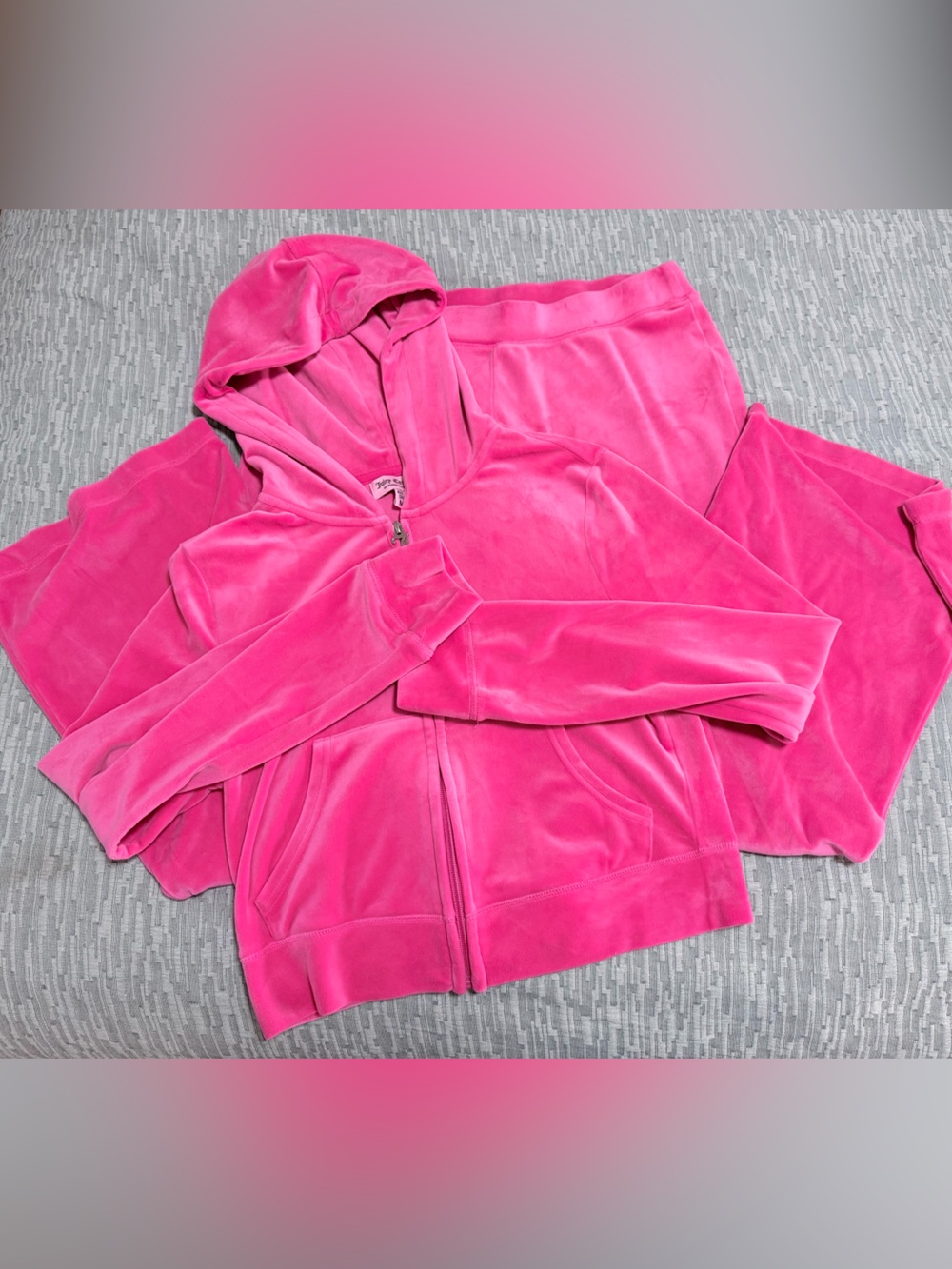 Juicy Couture Hot Pink Velour Zip Hoodie Set